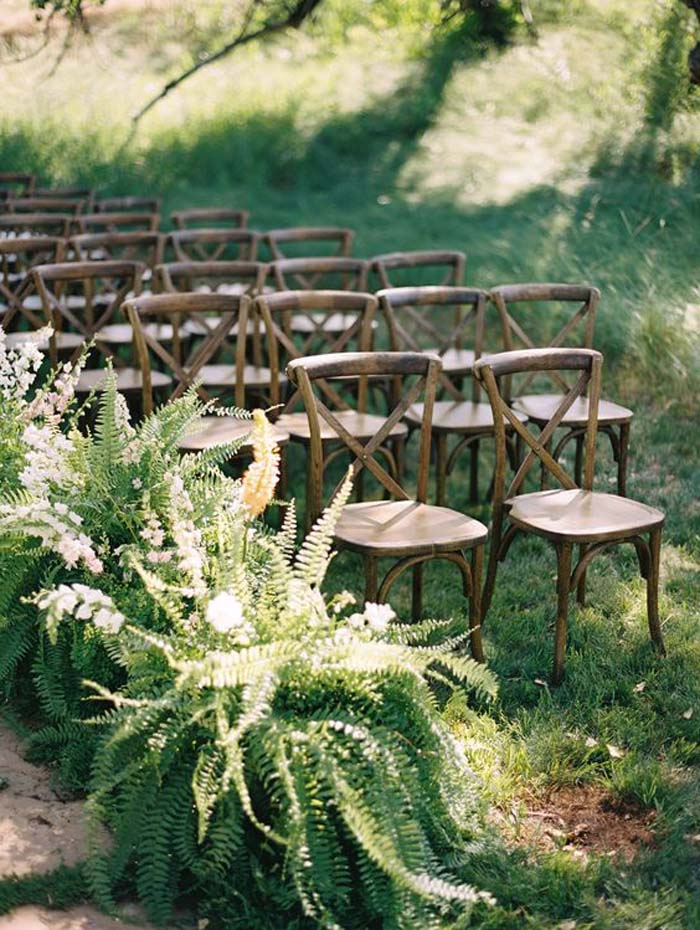 ferns to style wedding aisle